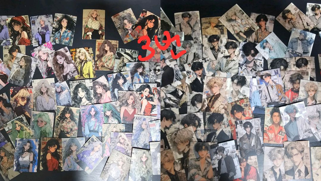 (처분) 다꾸 소년소녀 커플 스티커 2종 이미지