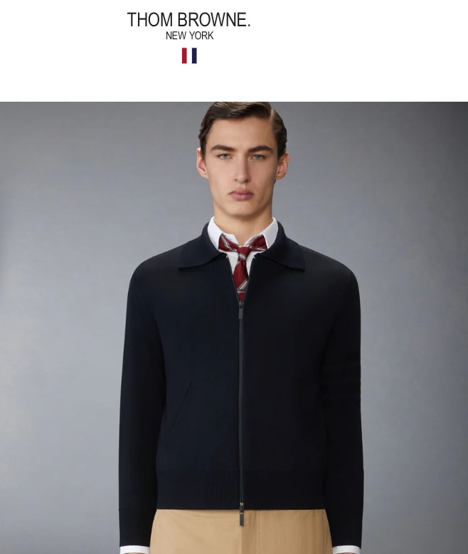 톰브라운 더블 페이스 집업 가디건 네이비 4사이즈 포장만 뜯은 새상품 이미지