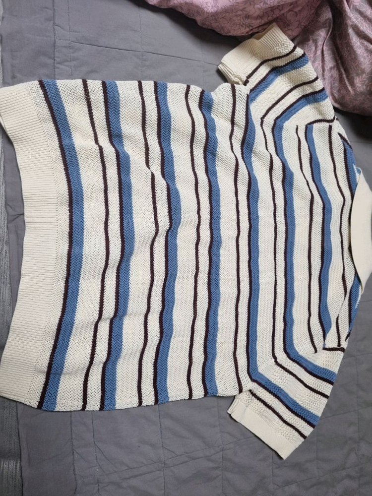 엘무드 노티컬 실켓코튼 PK 하프 니트 아이보리 44 이미지