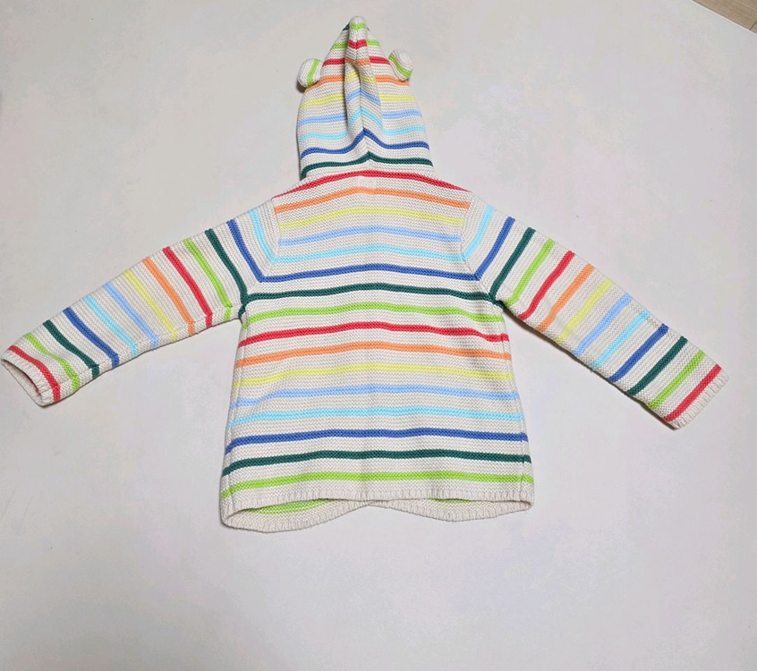 갭베이비 레인보우 스트라이프 후드 뜨개 니트가디건 18-24개월 이미지