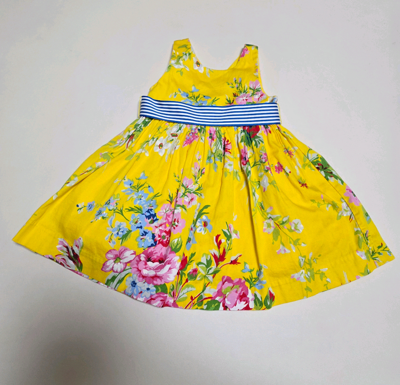 폴로 랄프로렌 옐로우 플라워 여아 민소매 나시 원피스 18M 블루머세트 이미지