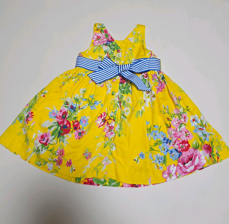 폴로 랄프로렌 옐로우 플라워 여아 민소매 나시 원피스 18M 블루머세트 이미지