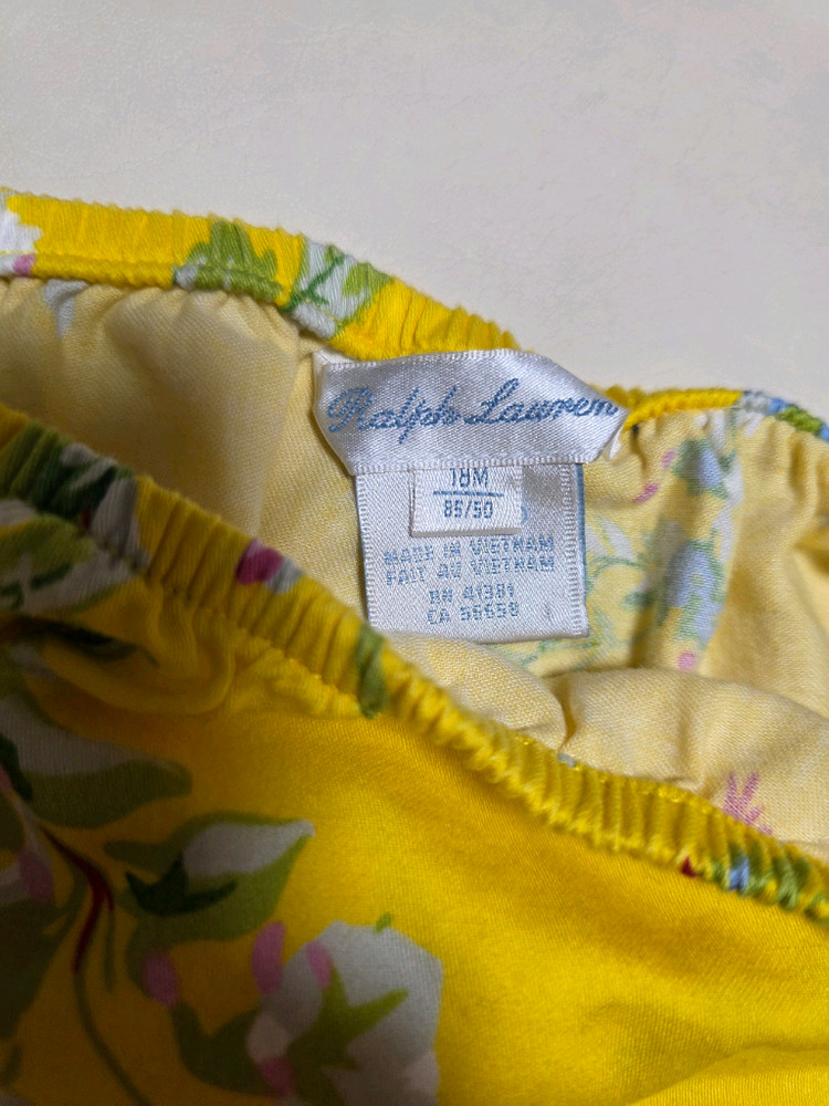 폴로 랄프로렌 옐로우 플라워 여아 민소매 나시 원피스 18M 블루머세트 이미지