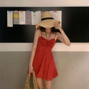 새상품) 투웨이 리본 셔링 뷔스티에 나시 미니 원피스 이미지