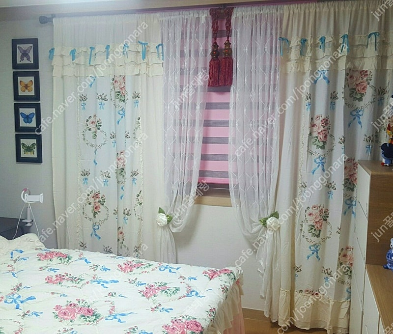 아망떼 커텐 광목 캉캉 꽃무늬 프릴 커튼 루이지 커튼 이미지