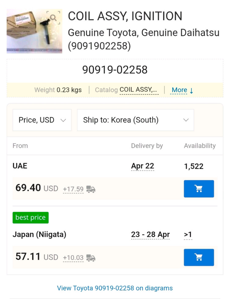 프리우스 3세대, 렉서스 ct200h 순정 점화코일 신품 이미지