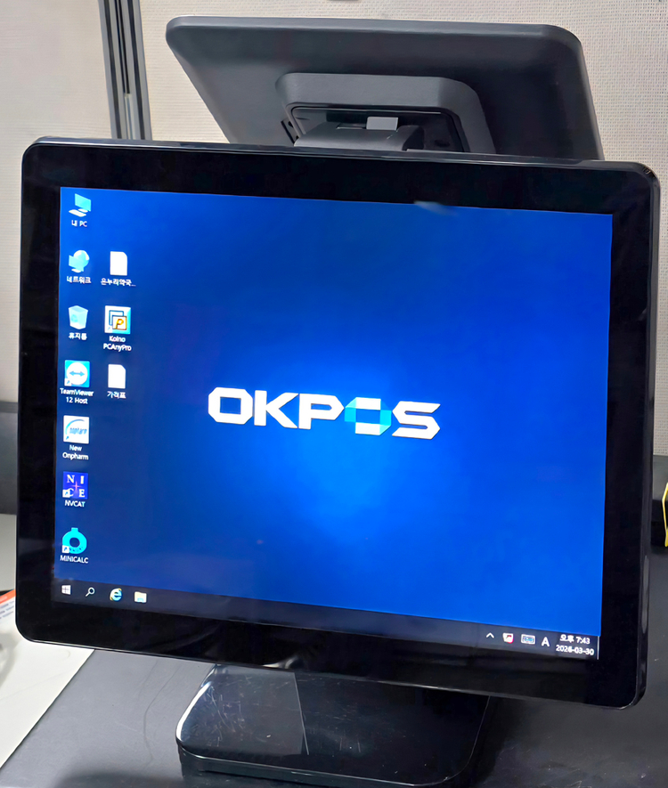 OKPOS 옵티머스포스기 블랙&화이트 배달POS 벽걸이브라켓무료 슬림일체형고사양POS 이미지