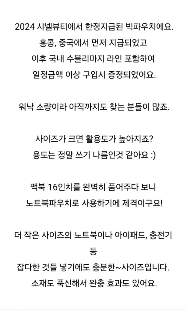 새제품)샤넬 패딩 노트북 맥북 아이패드 파우치 이미지