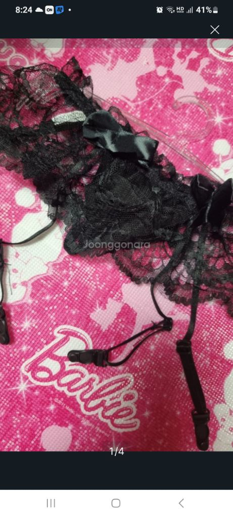 레이스 리본 티팬티 일체형 가터벨트 44~55 이미지