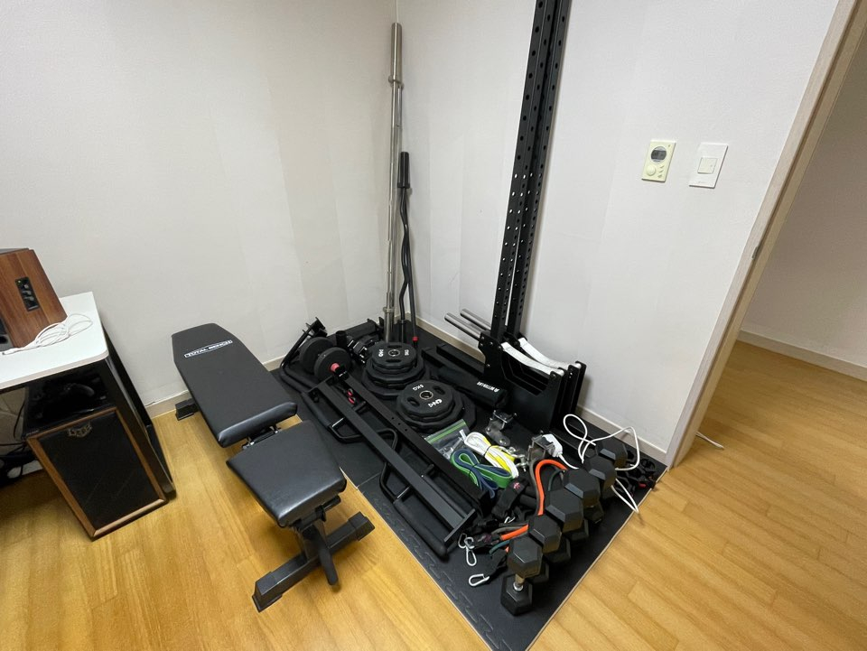 [홈짐 풀세트]인벤탑 미니랙 + CNK 원판 (총80kg) + 토탈벤치 인클라인 + EZ바 세트 등 이미지
