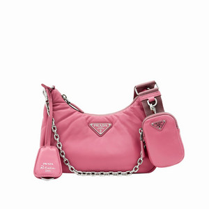 프라다 여성 패딩 나파 레더 리에디션 2005 숄더 호보백 크로스백 핑크 이미지
