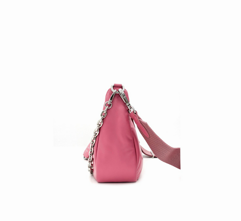 프라다 여성 패딩 나파 레더 리에디션 2005 숄더 호보백 크로스백 핑크 이미지