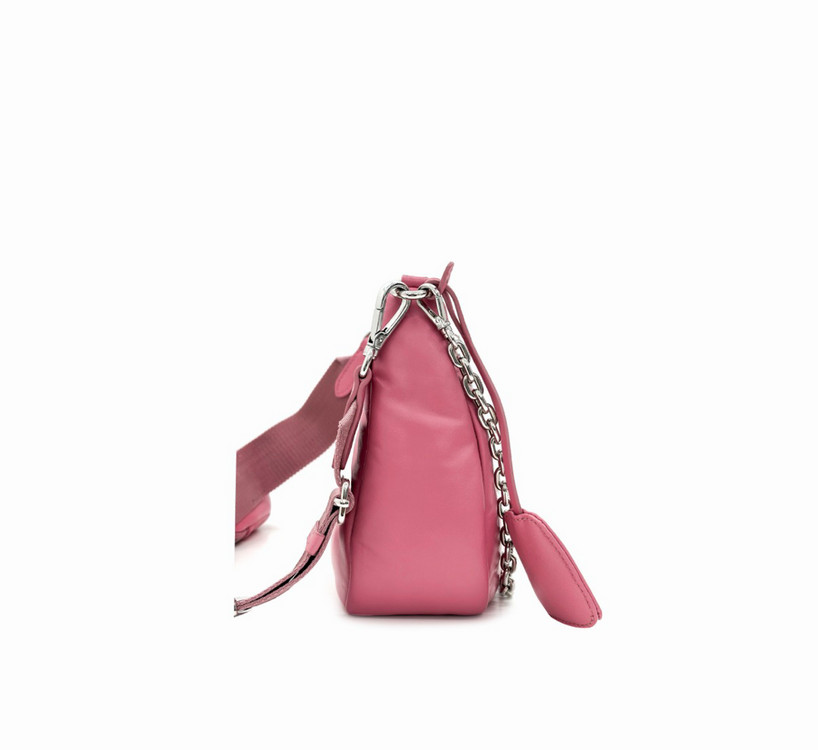 프라다 여성 패딩 나파 레더 리에디션 2005 숄더 호보백 크로스백 핑크 이미지