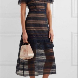 [Self Portrait]셀프포트레이트 네이비레이스 미디 드레스 원피스 이미지