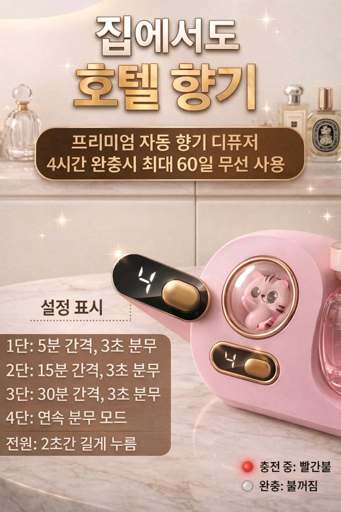4시간완충시 60일 무선 사용 프리미엄 자동 향기 디퓨저 본품+아로마1개 이미지