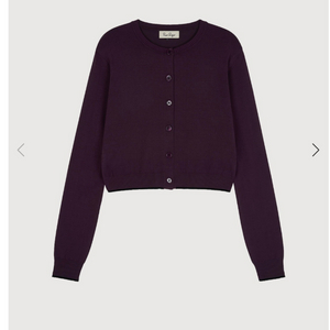 로우슈가 라인 트리밍 니트 가디건 바이올렛 블랙 m 새상품(무배) 이미지