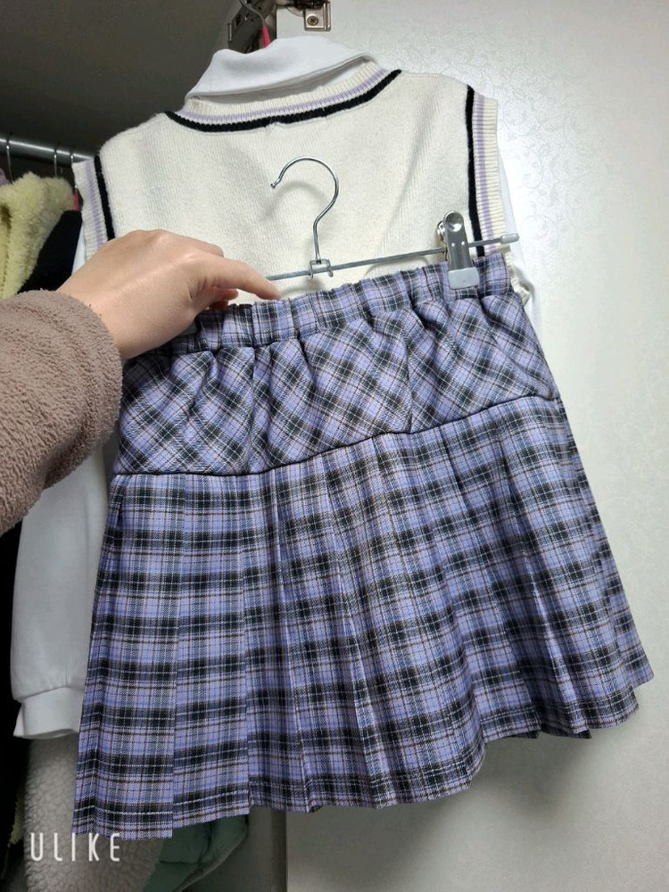 여아 스쿨룩 세트 (셔츠,스커트,조끼) 130사이즈 이미지