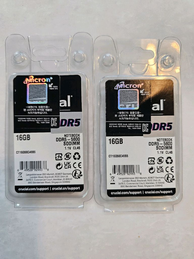 마이크론 crucial ddr5 5600 16gb *2 노트북 램 판매합니다. 이미지