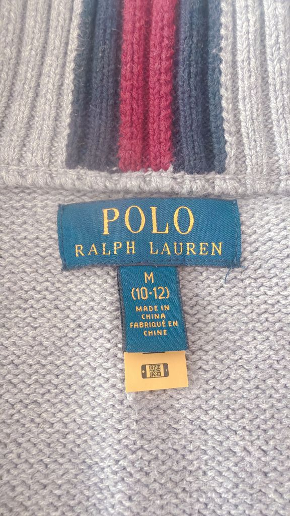폴로 랄프로렌 키즈 그레이 집업 면 니트 M(10-12) 이미지