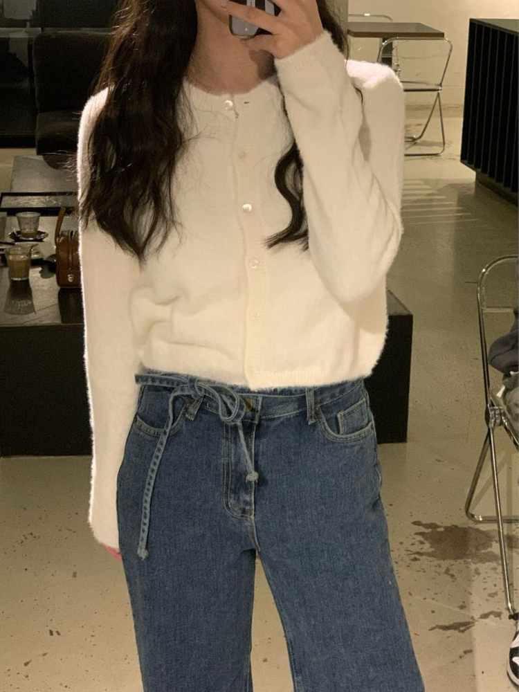 헤어리 니트나시+니트가디건 세트 이미지