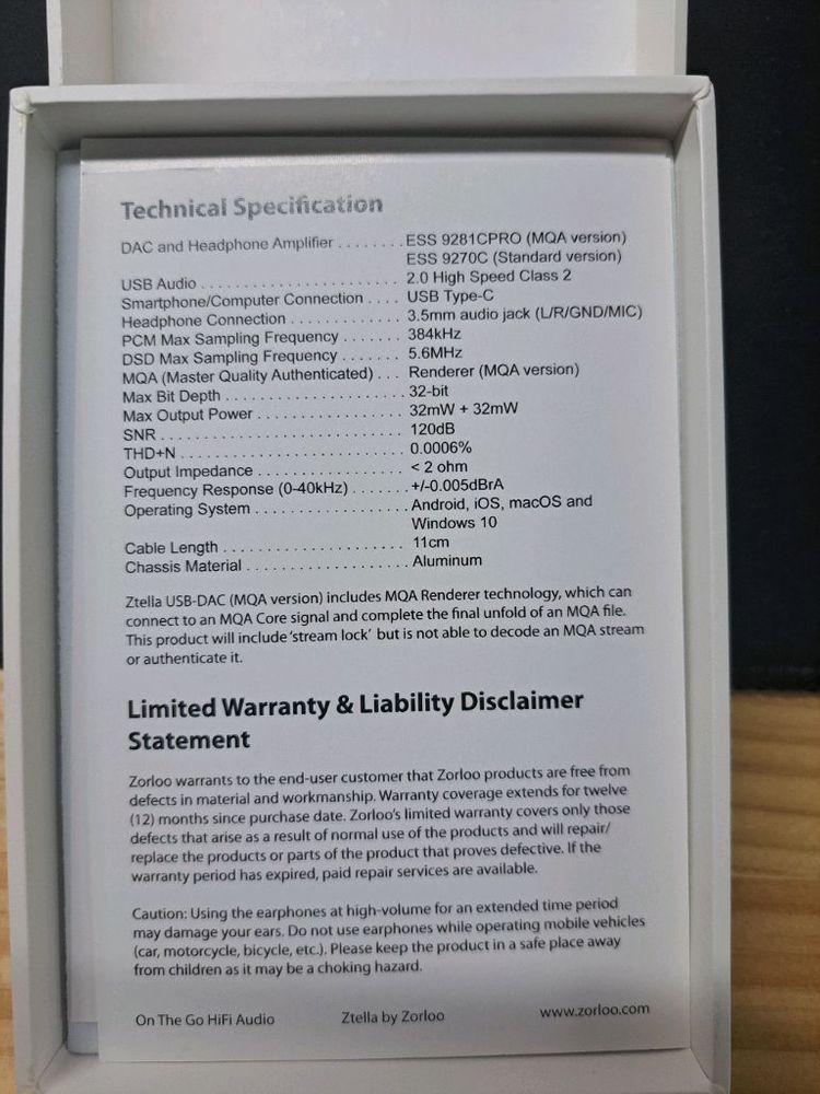 졸루 지텔라 꼬다리 dac mqa,dsd 지원 이미지