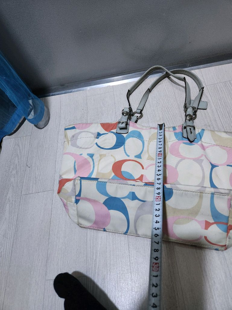 오블리크 패턴 토트백 코치 이미지