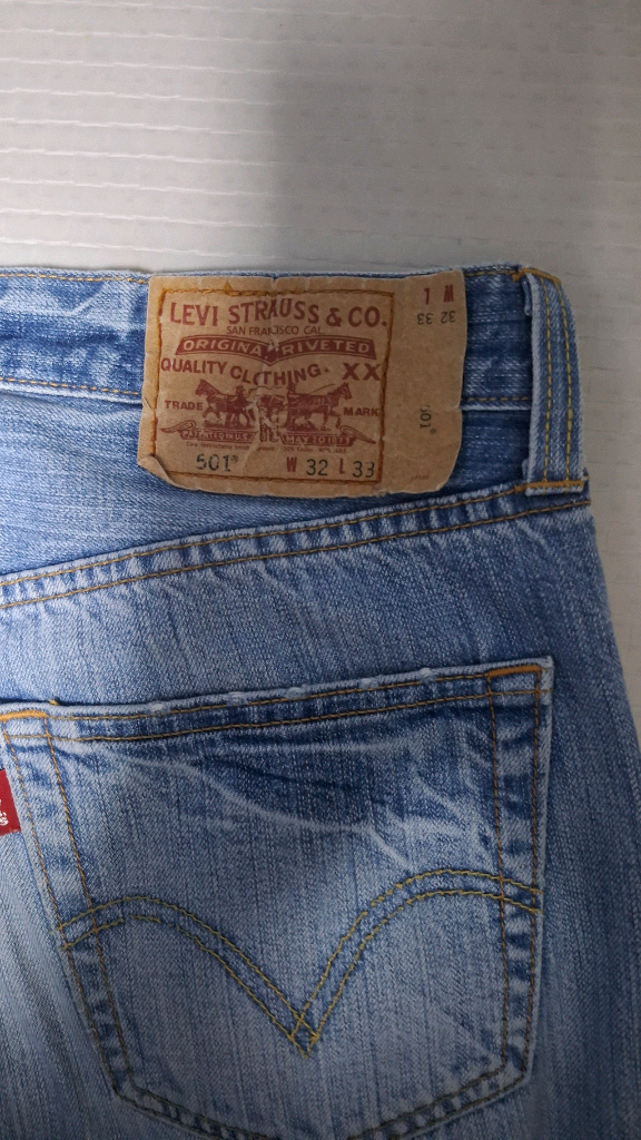 리바이스 501 오리지널 데님팬츠 W32 L33 90st 워싱 이미지