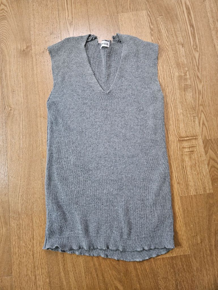 브이넥 골지 니트 조끼 미니 원피스 프리사이즈 이미지