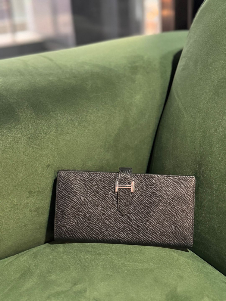 정품 에르메스 베안 장지갑 블랙 은장 이미지