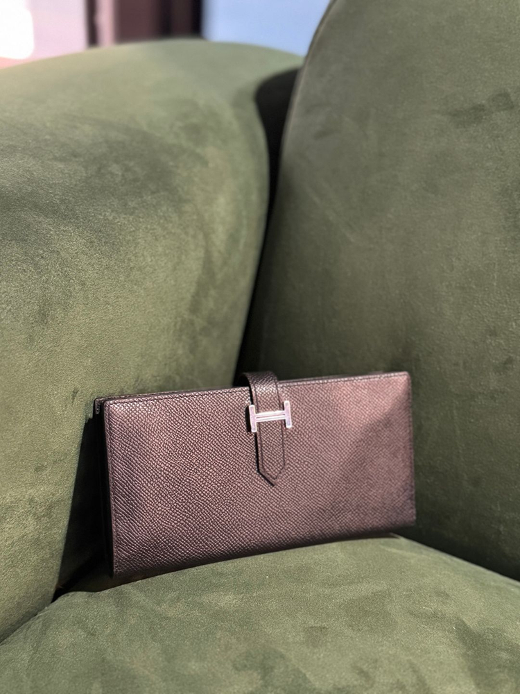 정품 에르메스 베안 장지갑 블랙 은장 이미지