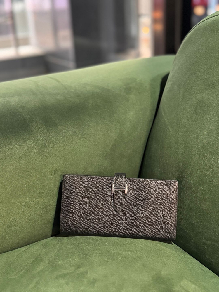 정품 에르메스 베안 장지갑 블랙 은장 이미지