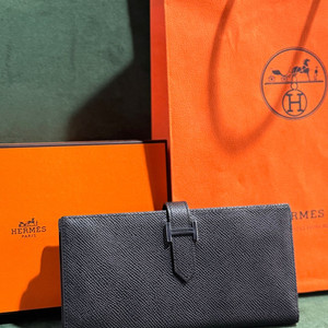 정품 에르메스 베안 장지갑 블랙 은장 이미지