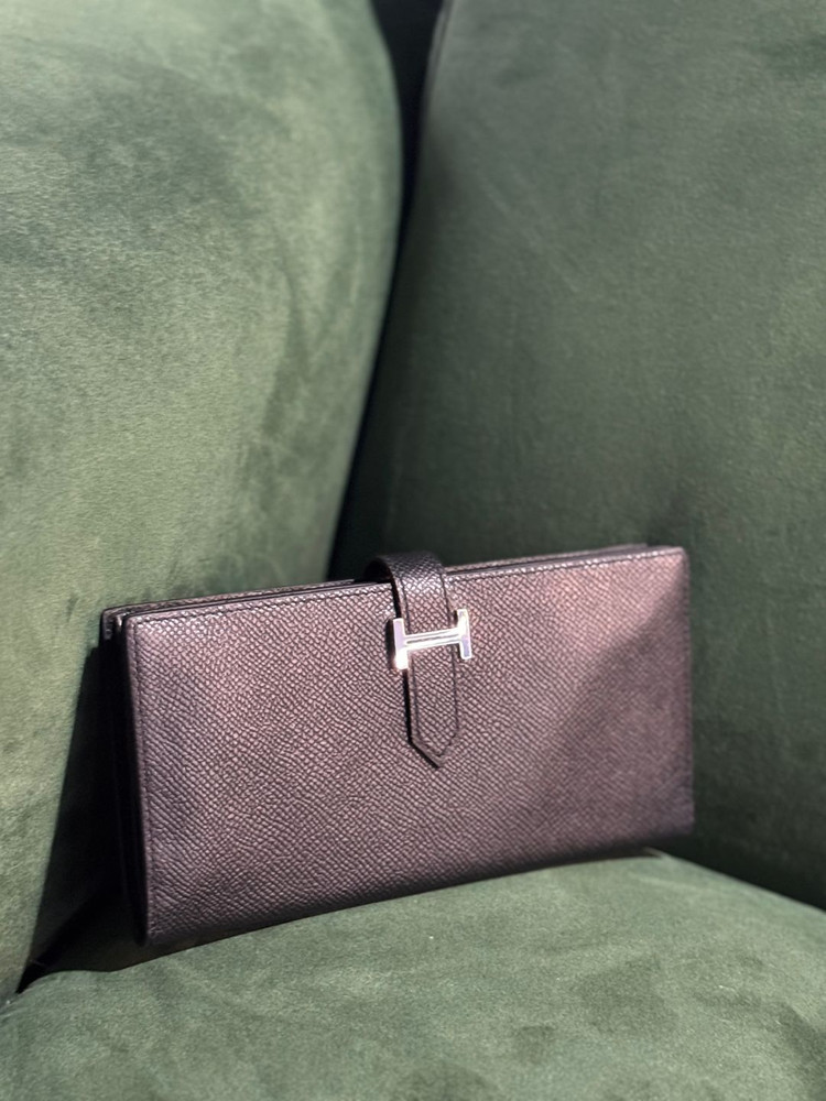 정품 에르메스 베안 장지갑 블랙 은장 이미지