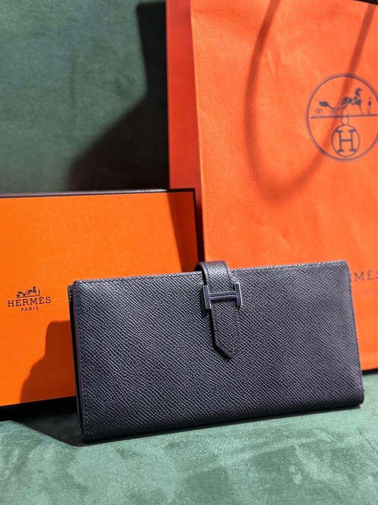 정품 에르메스 베안 장지갑 블랙 은장 이미지