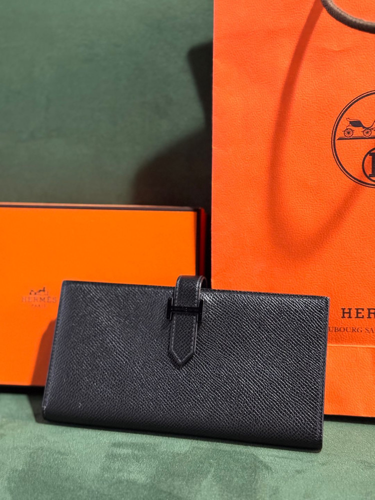 정품 에르메스 베안 장지갑 쏘블랙 이미지