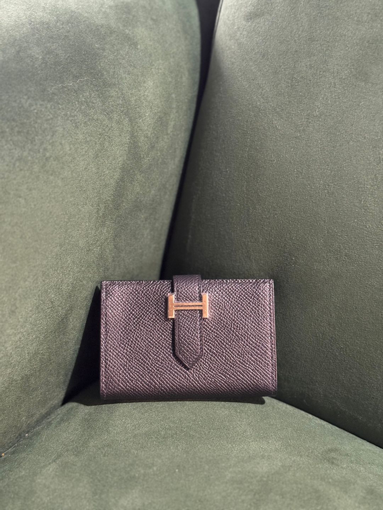 정품 에르메스 베안 카드지갑 새상품 블랙 금장 이미지