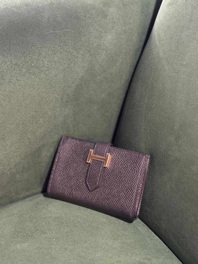 정품 에르메스 베안 카드지갑 새상품 블랙 금장 이미지