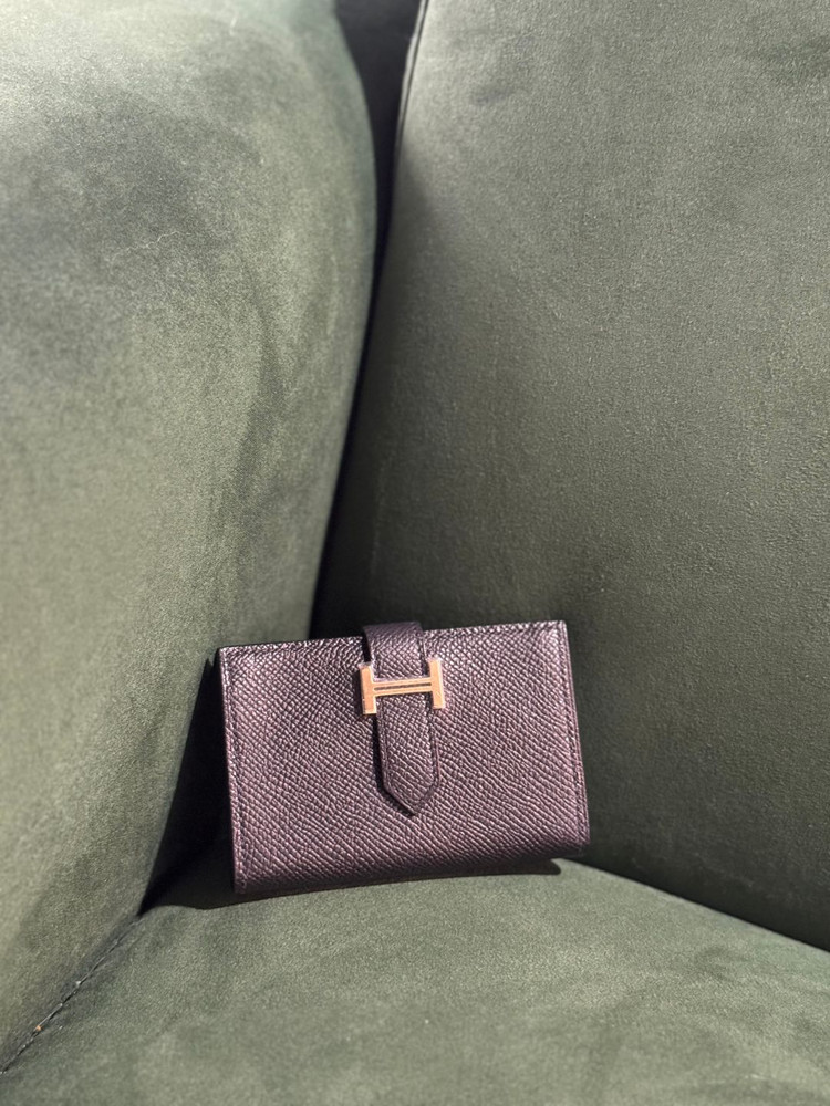 정품 에르메스 베안 카드지갑 새상품 블랙 금장 이미지