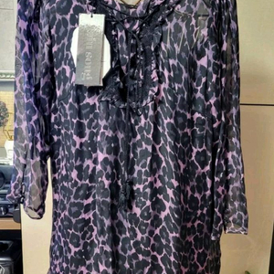 [새상품/실크100%] 제인송(jain song) 퍼플 레오파드 러플 원피스 (FREE) 이미지