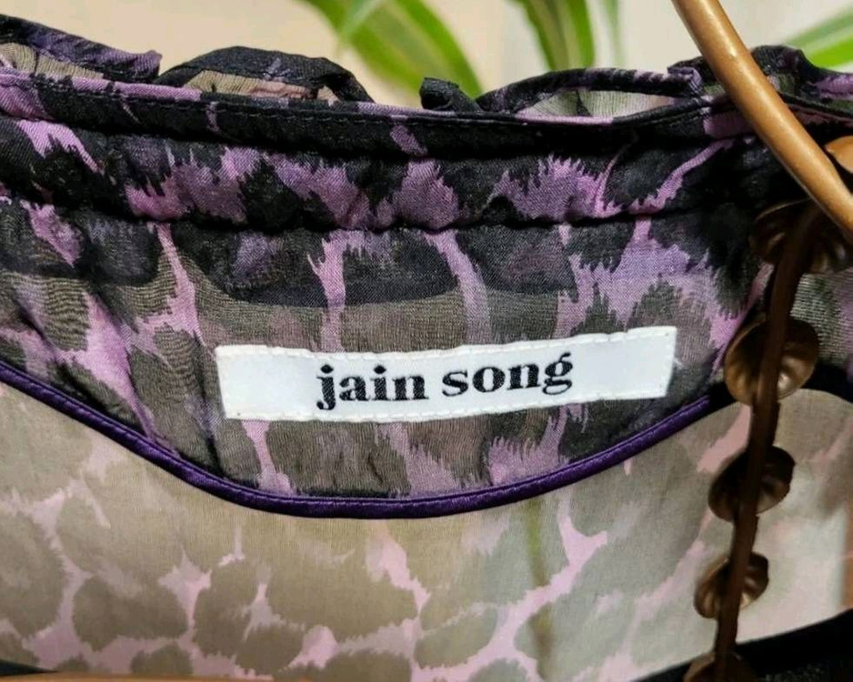 [새상품/실크100%] 제인송(jain song) 퍼플 레오파드 러플 원피스 (FREE) 이미지