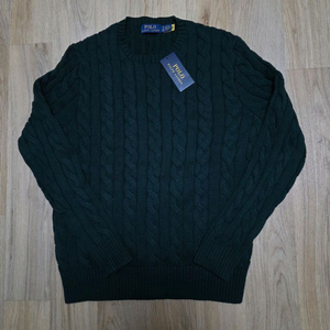 폴로 케이블니트 S사이즈 다크그린색상 판매합니다. 꽈배기 polo 이미지