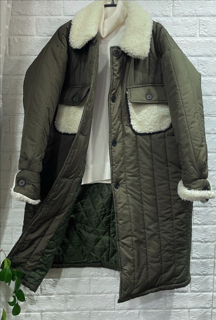 수입 양털 누빔자켓 누빔패딩 카키패딩 누빔코트 이미지