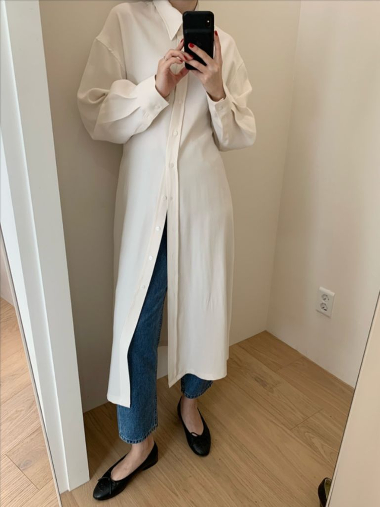 베이지보울 노티드스튜디오 실크 셔츠 원피스 이미지