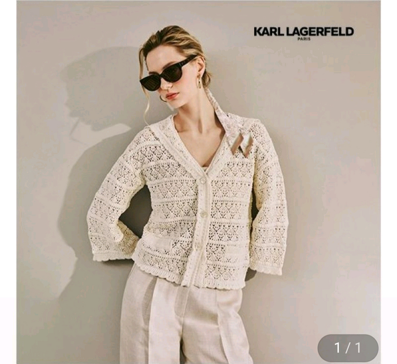 칼라거펠트 니트 코르셰 가디건 이미지