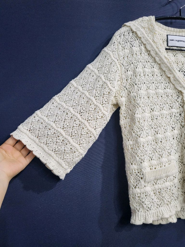 칼라거펠트 니트 코르셰 가디건 이미지