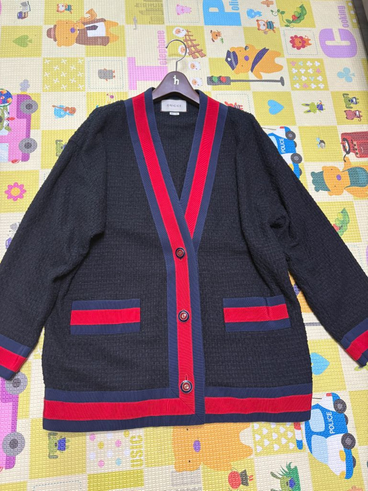 구찌 트위트 블랙 가디건 백화점판 이미지