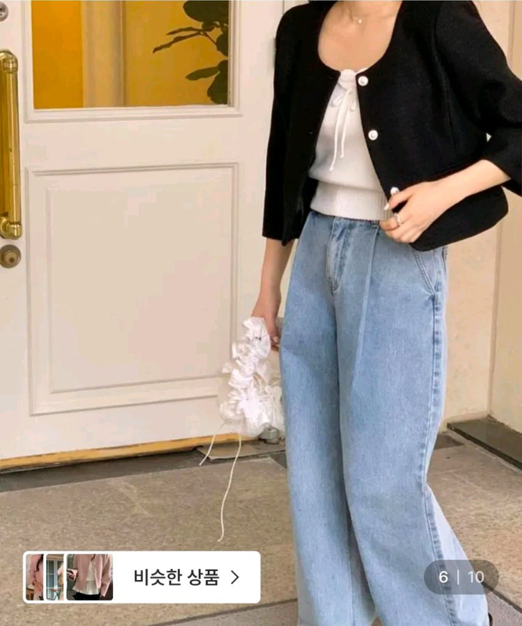 택달린새상품) 미엘 miel 브레스자켓 블랙 노카라 7부 숏 트위드 이미지