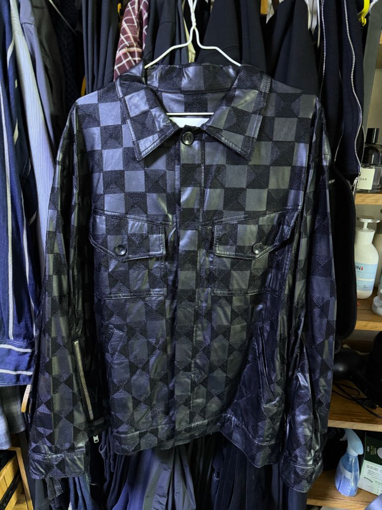 앤더슨벨 레더 체커보드 자켓 xl 이미지