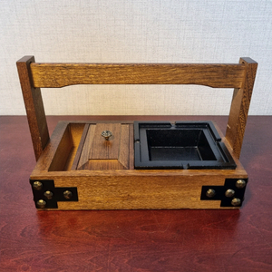 [일본 근대사 기물] 이동식 원목+무쇠 연초 함 이미지