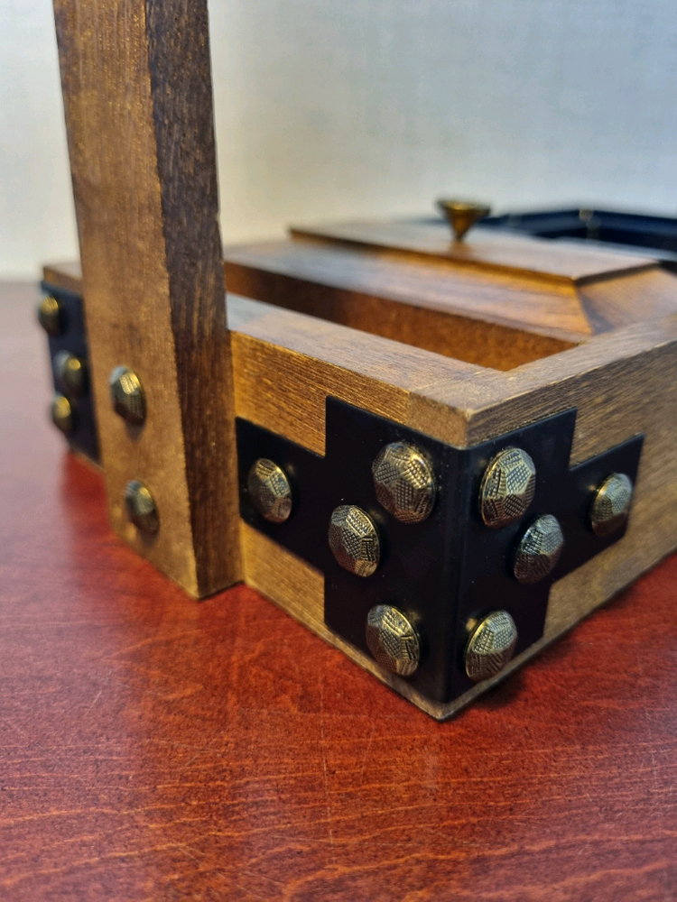 [일본 근대사 기물] 이동식 원목+무쇠 연초 함 이미지